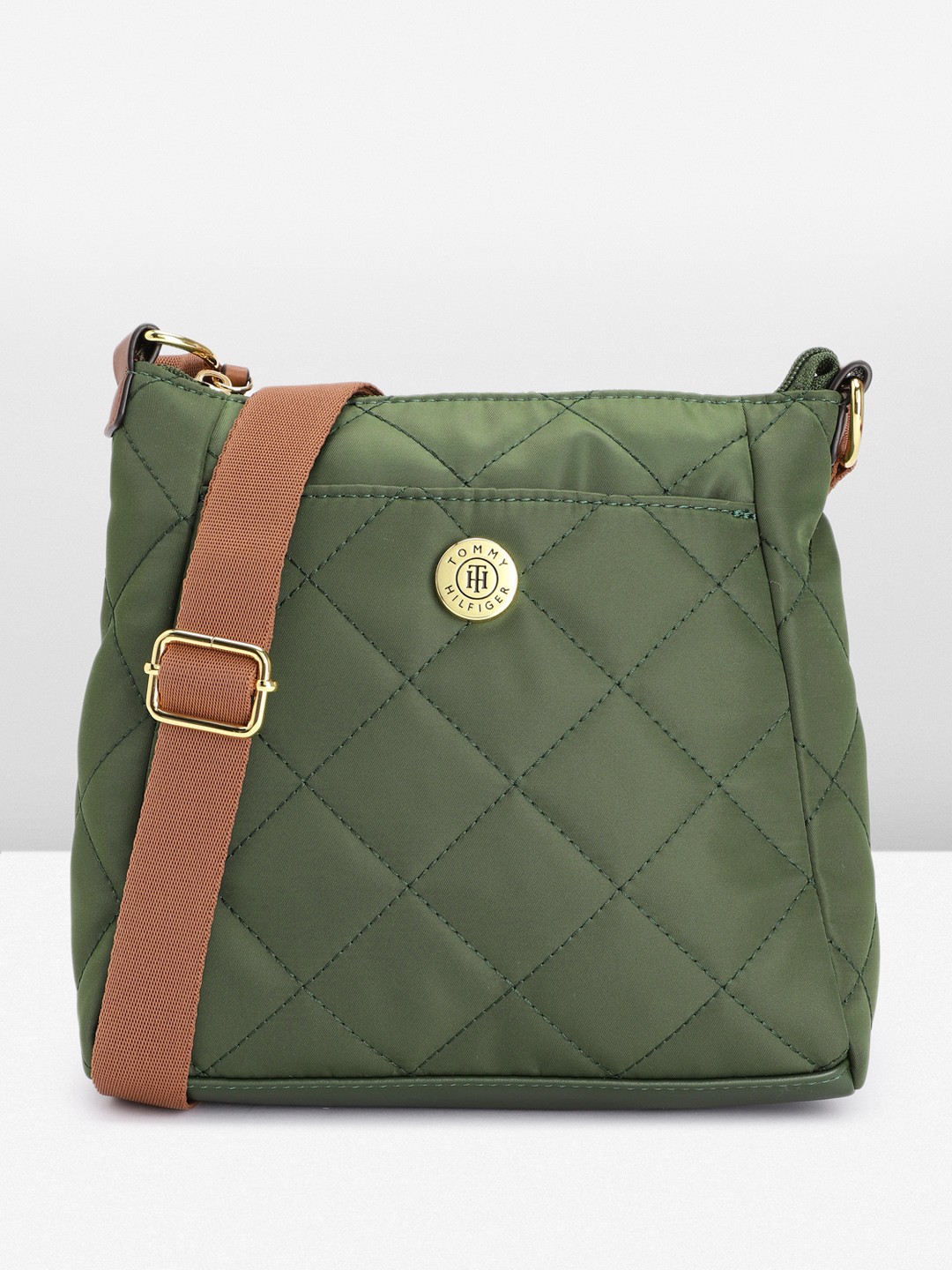 

Tommy Hilfiger Quilted Structured Sling Bag, Green