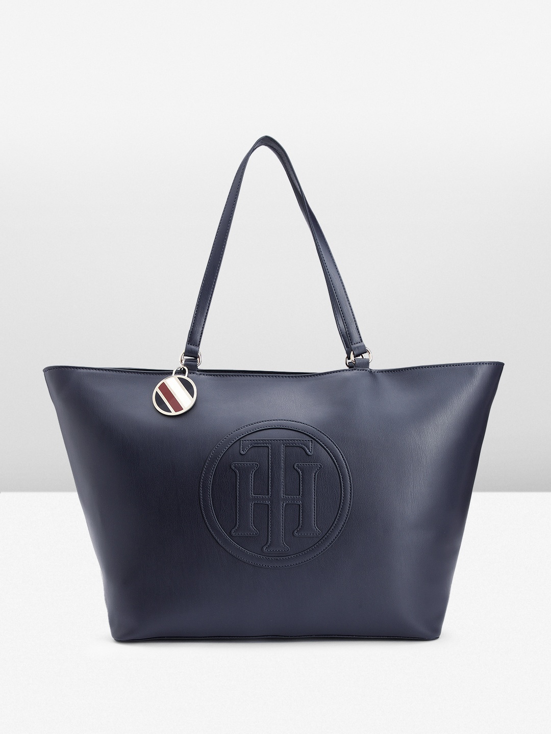 

Tommy Hilfiger Brand Logo Applique Oversized Structured Shoulder Bag, Navy blue