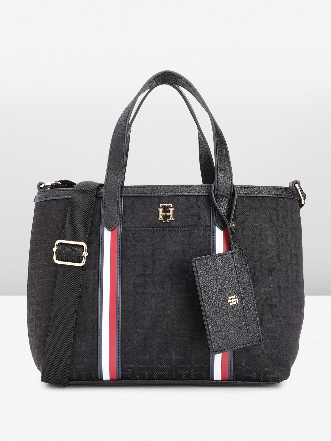 

Tommy Hilfiger Structured Handheld Bag with Cardholder, Black
