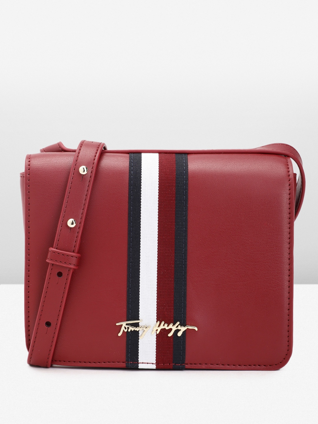 

Tommy Hilfiger Solid Structured Sling Bag, Maroon