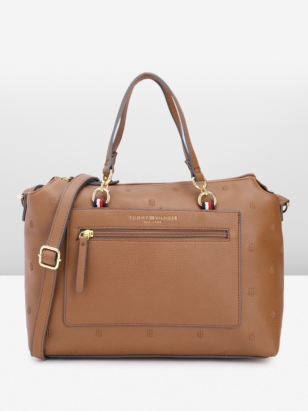 

Tommy Hilfiger Solid Handheld Bag, Brown