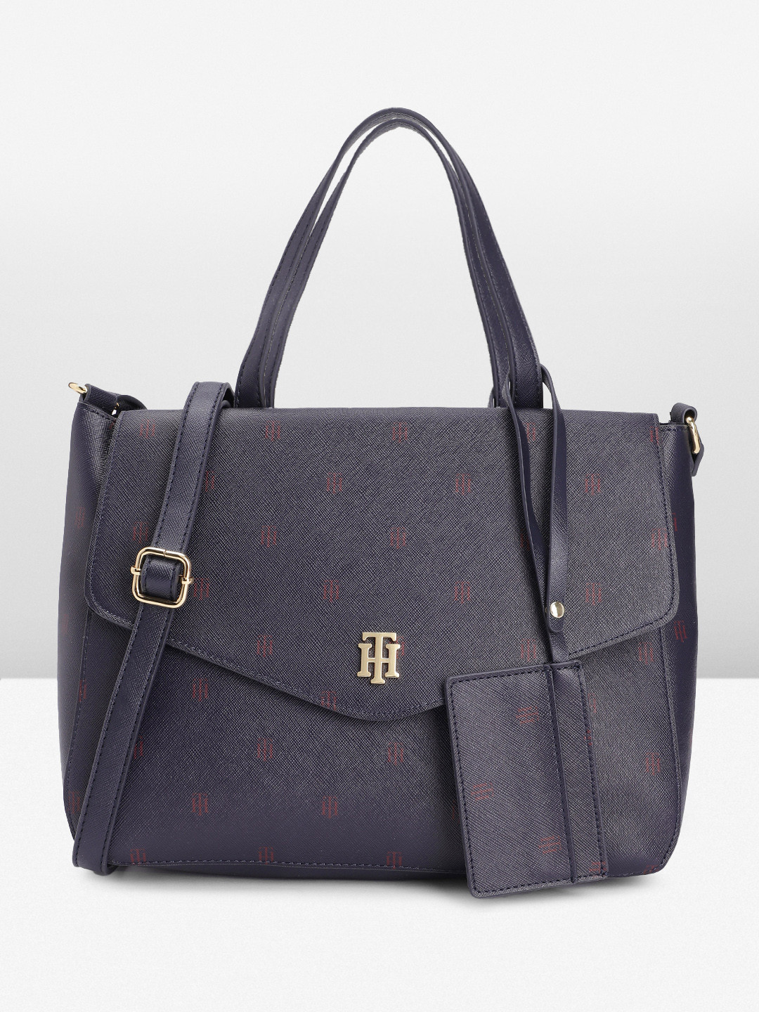 

Tommy Hilfiger Brand Logo Printed Handheld Bag, Navy blue