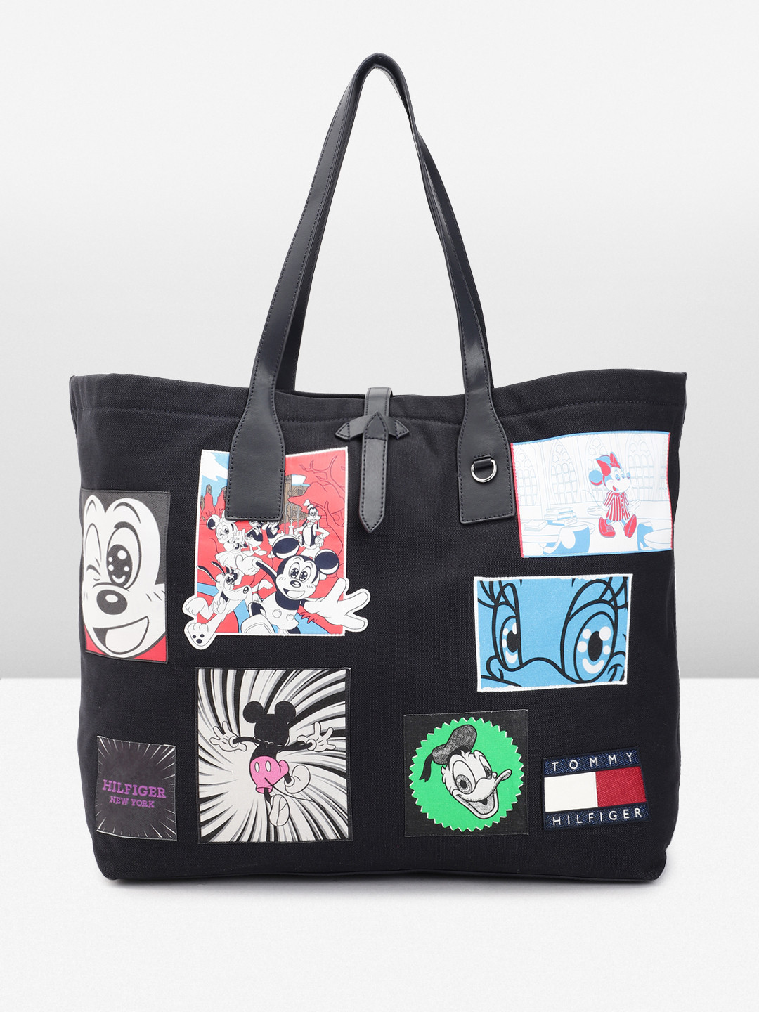 

Tommy Hilfiger x DISNEY Oversized Tote Bag with Mickey & Friends Printed Applique, Black