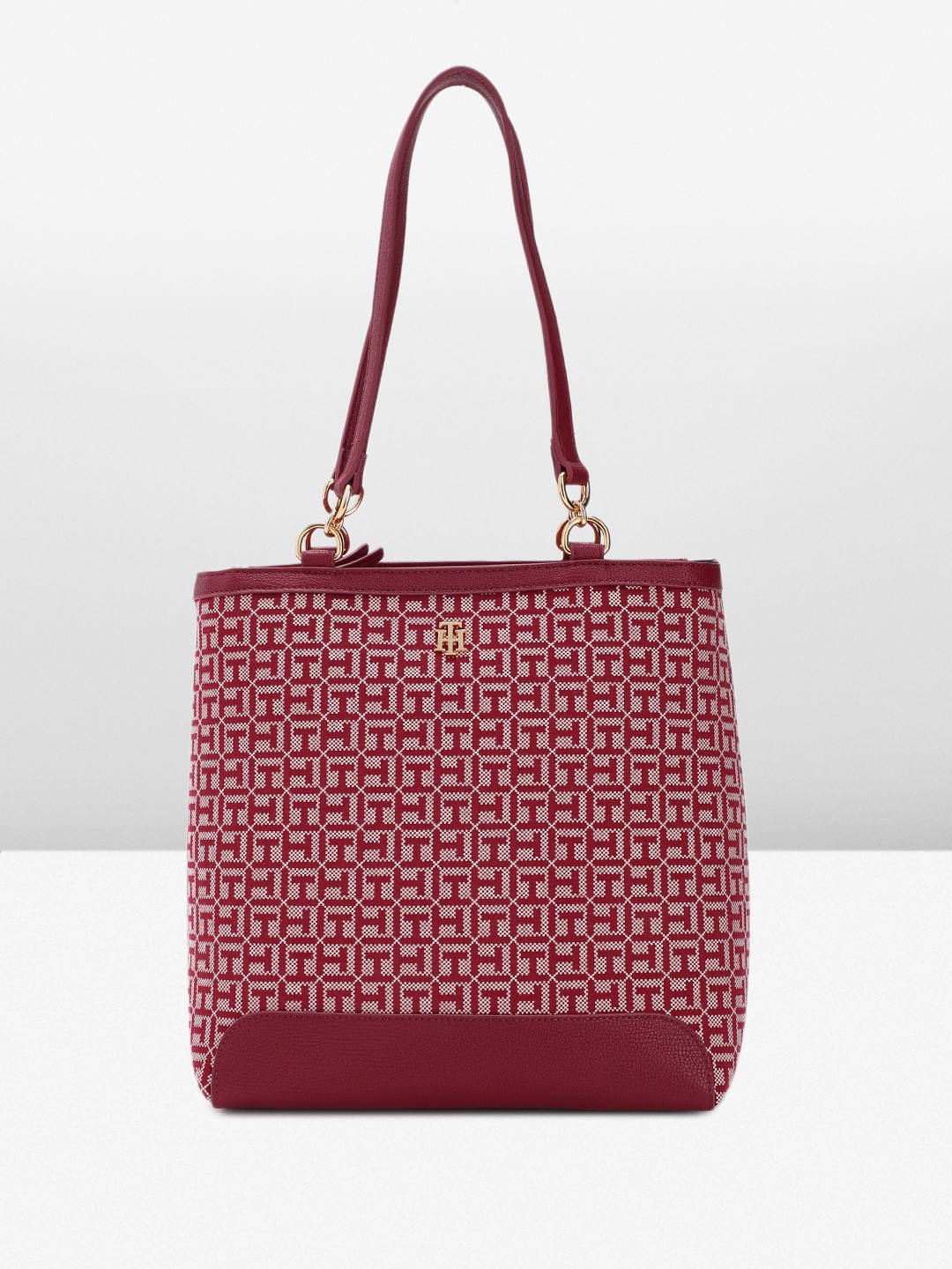 

Tommy Hilfiger Self Brand Logo Design Structured Shoulder Bag, Red