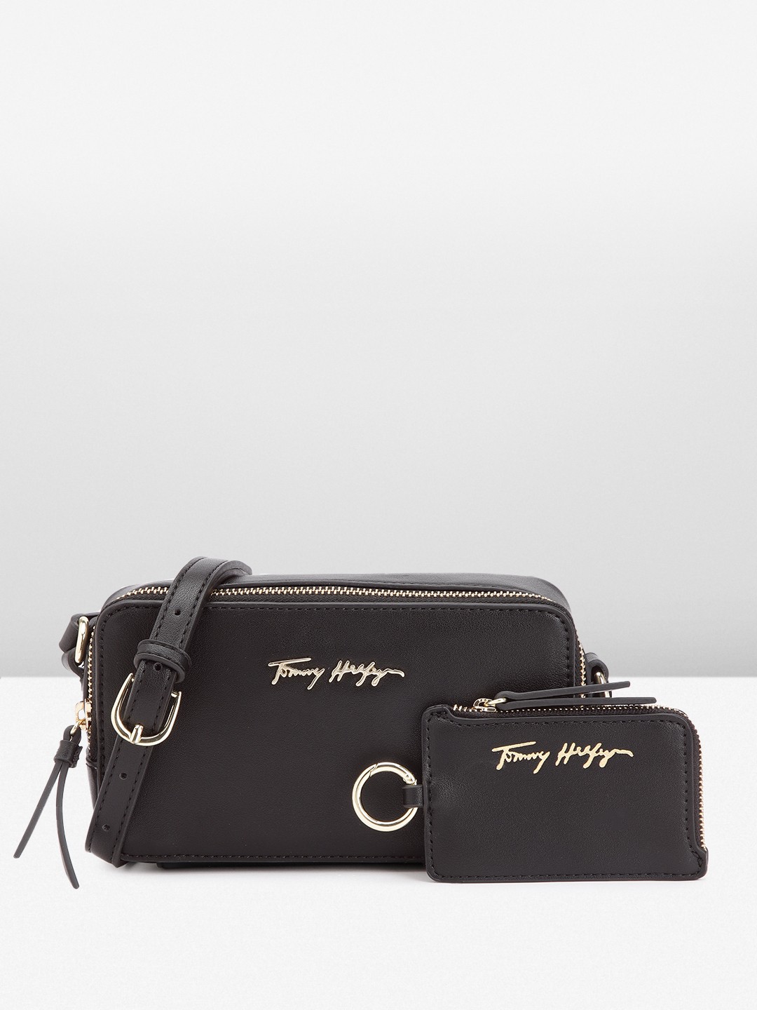 

Tommy Hilfiger Solid Structured Sling Bag, Black