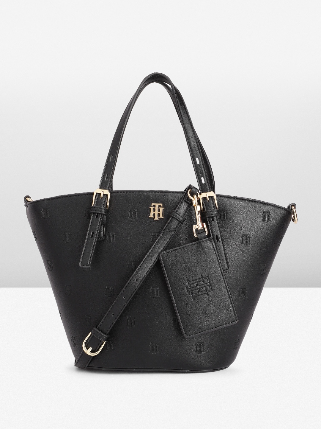 

Tommy Hilfiger Brand Logo Handheld Bag, Black