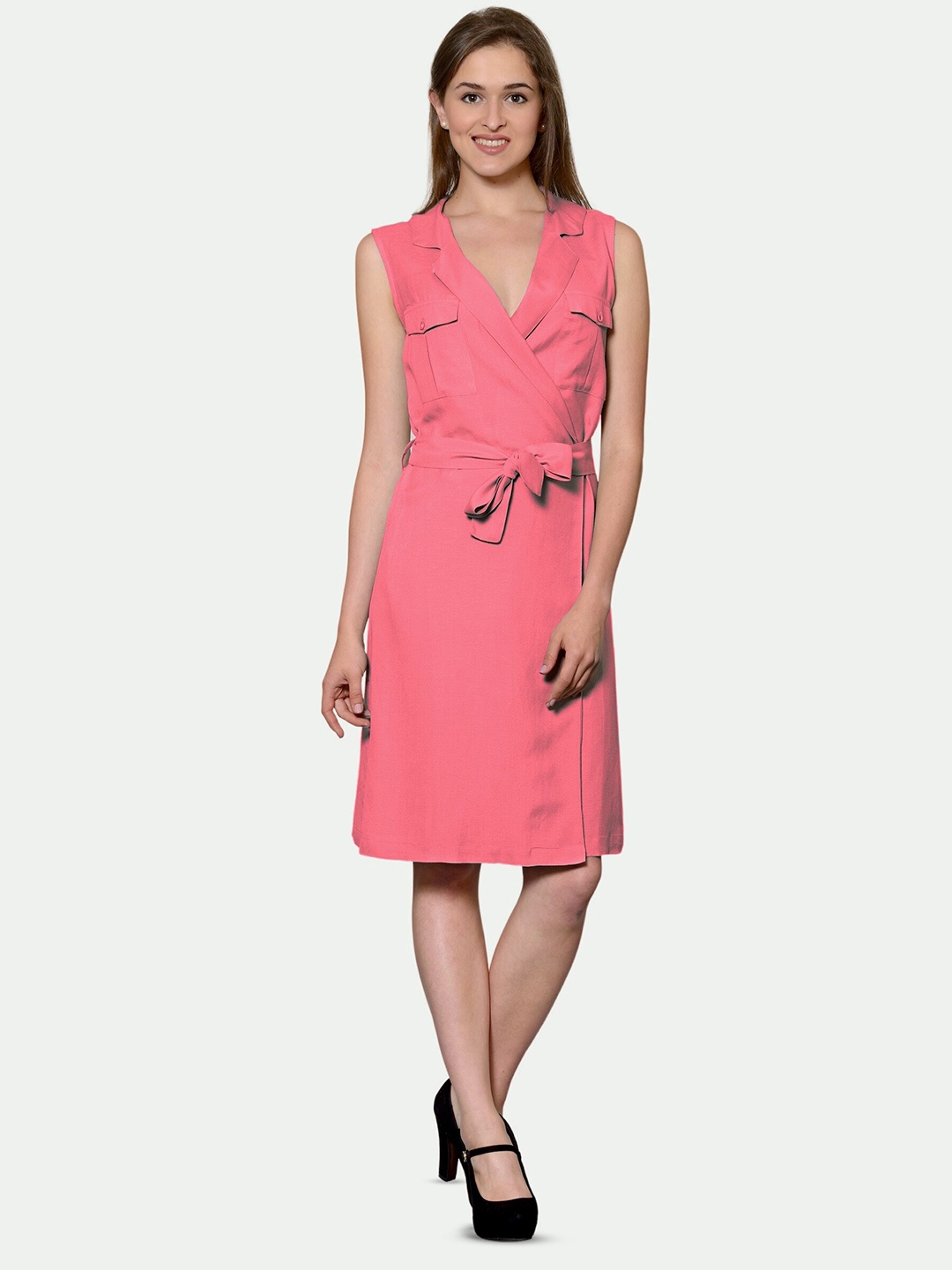 

PATRORNA Wrap Dress With Belt, Pink