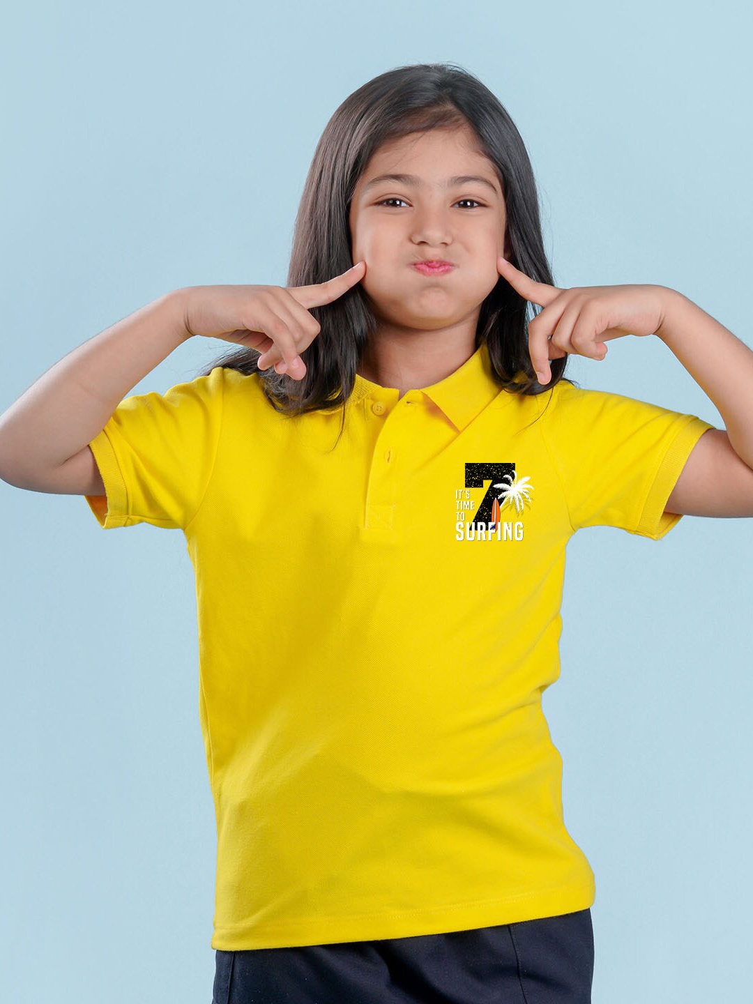 

NUSYL Girls Polo Collar T-shirt, Yellow