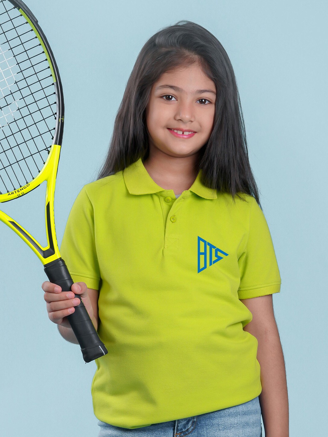 

NUSYL Girls Polo Collar Sports T-shirt, Green