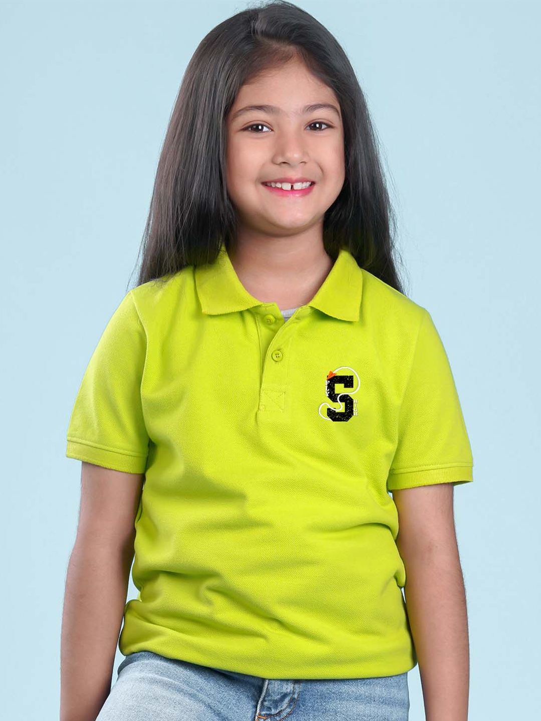 

NUSYL Girls Polo Collar T-Shirt, Green