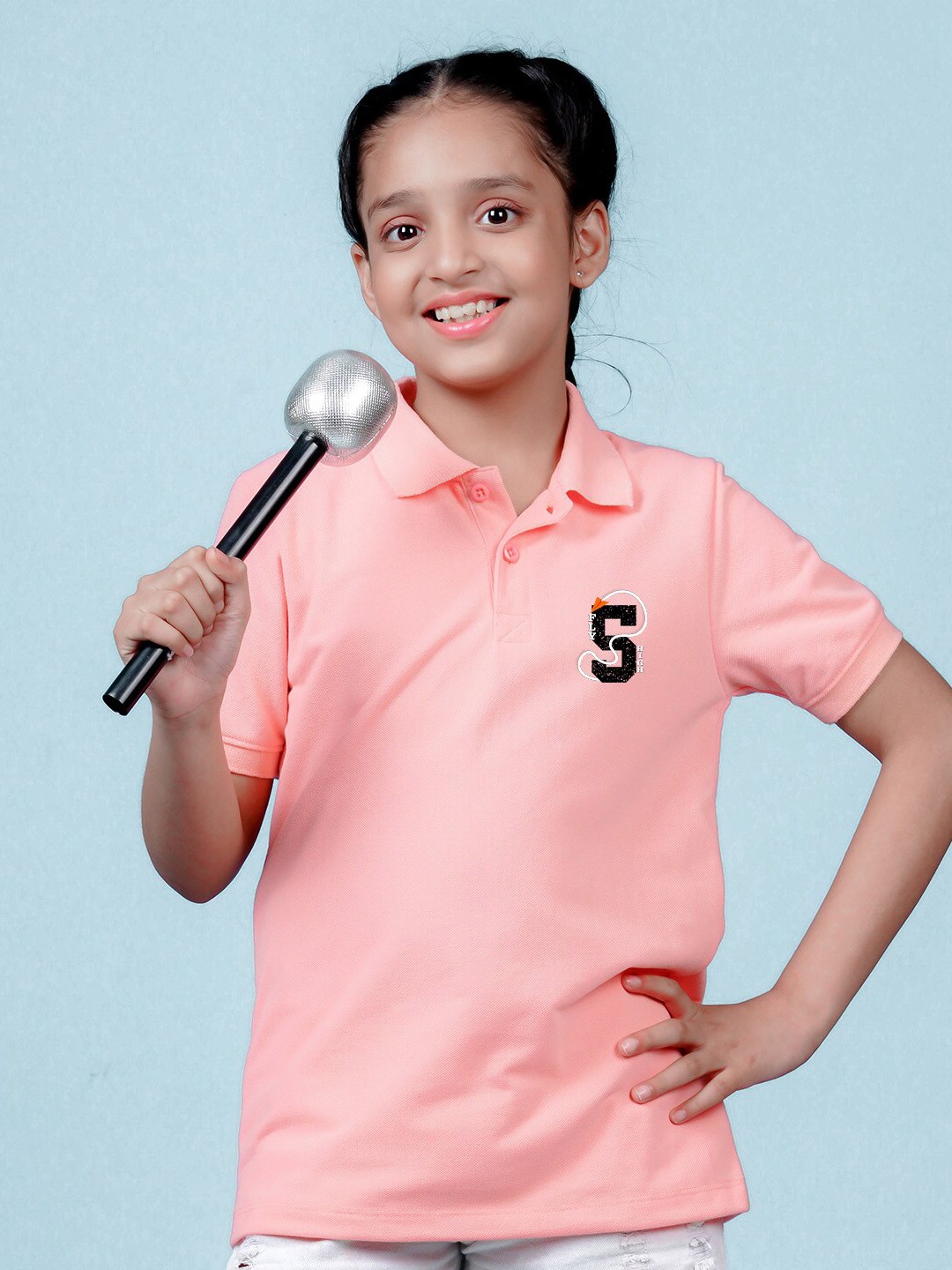 

NUSYL Girls Polo Collar T-shirt, Peach