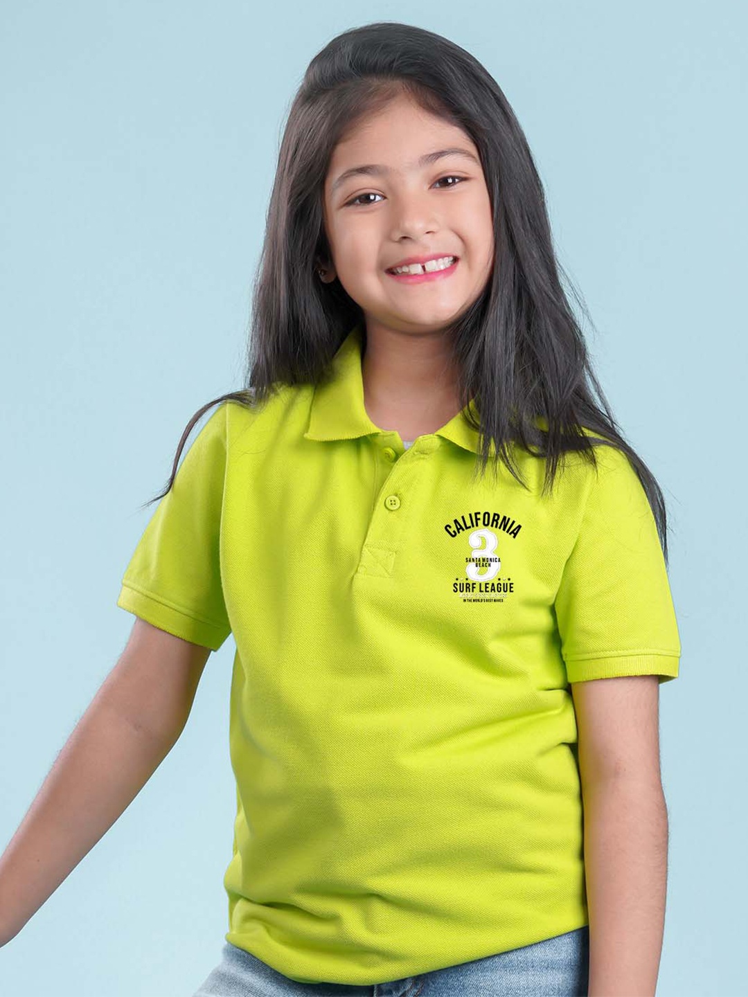 

NUSYL Girls Polo Collar T-shirt, Green