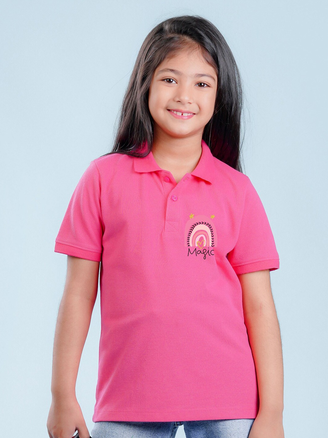 

NUSYL Girls Polo Collar T-Shirt, Pink