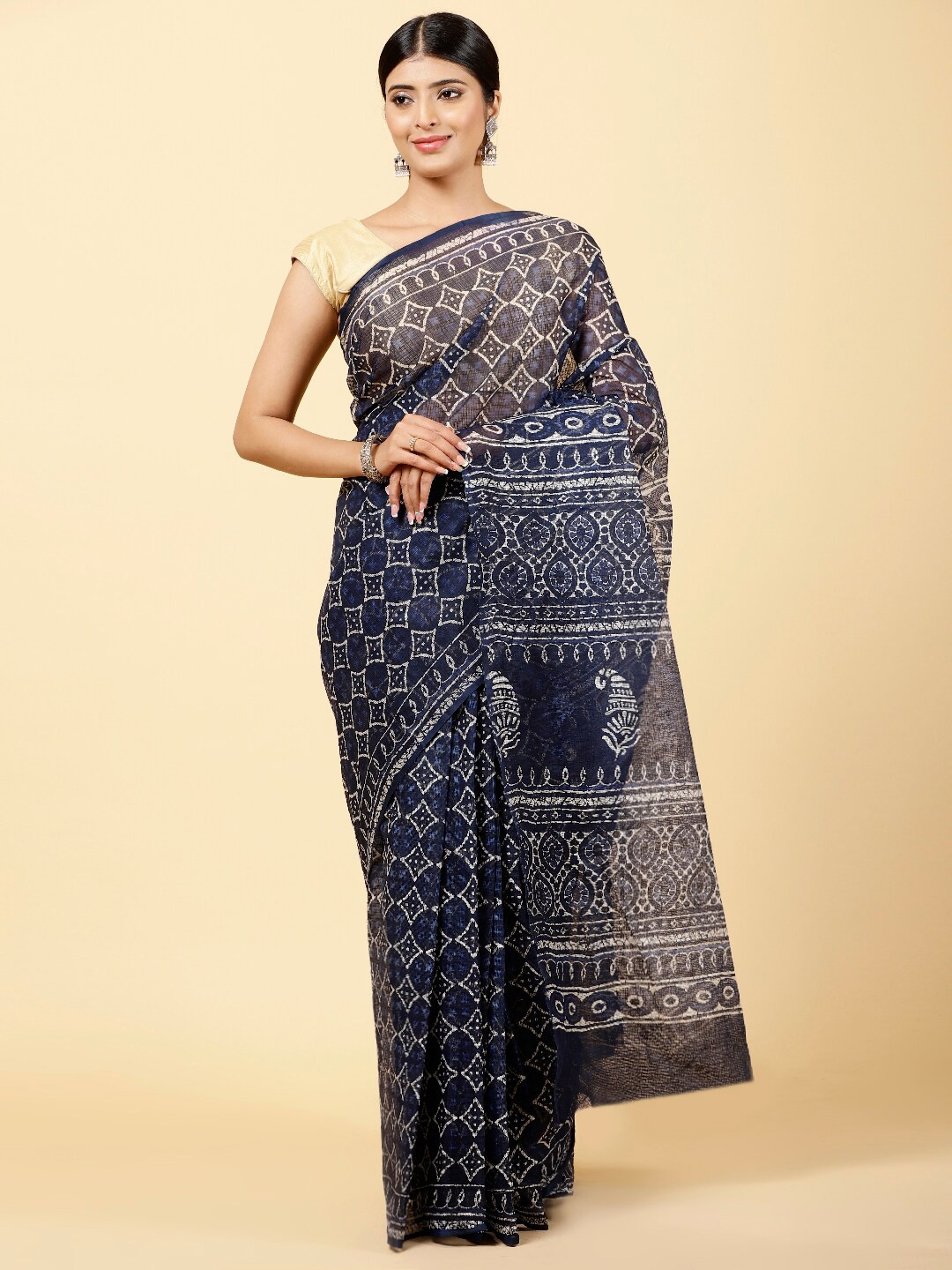 

Meena Bazaar Paisley Printed Art Silk Saree, Blue