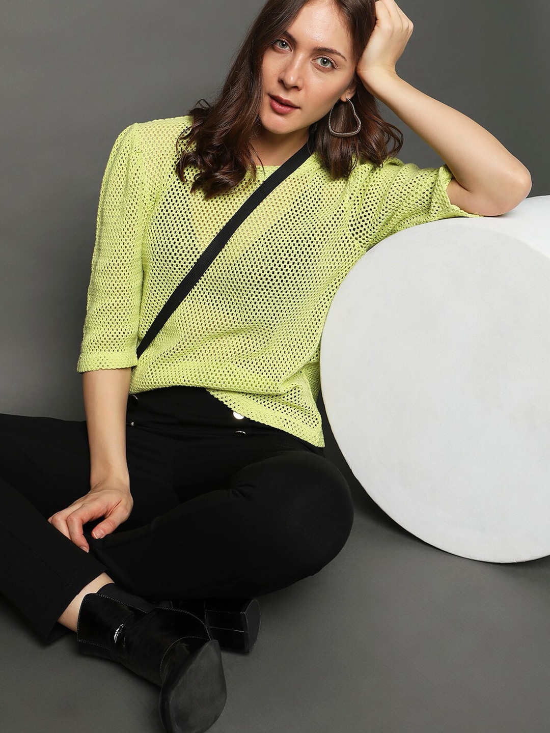 

Vero Moda Self Design Cotton Top, Green