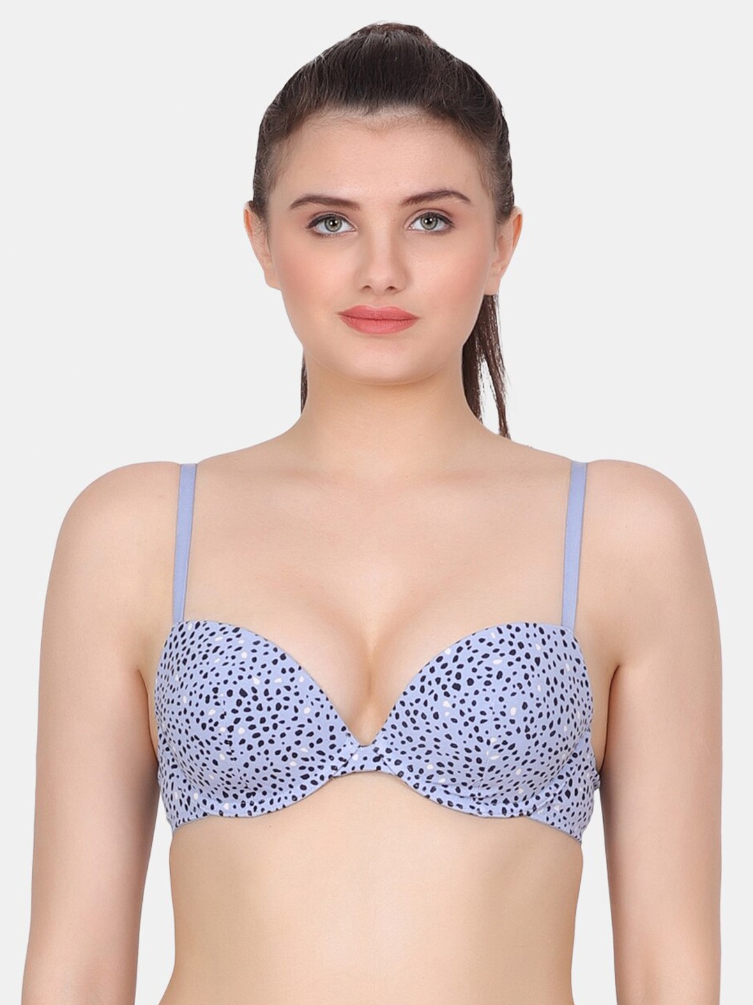 

Amour Secret Printed Full Coverage Underwired Lightly Padded Bra, Blue