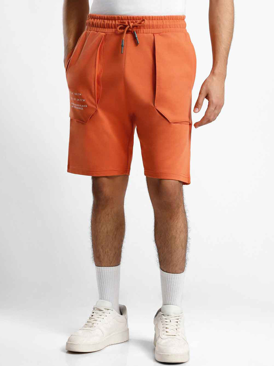 

NOBERO Men Mid-Rise Loose Fit Shorts, Orange