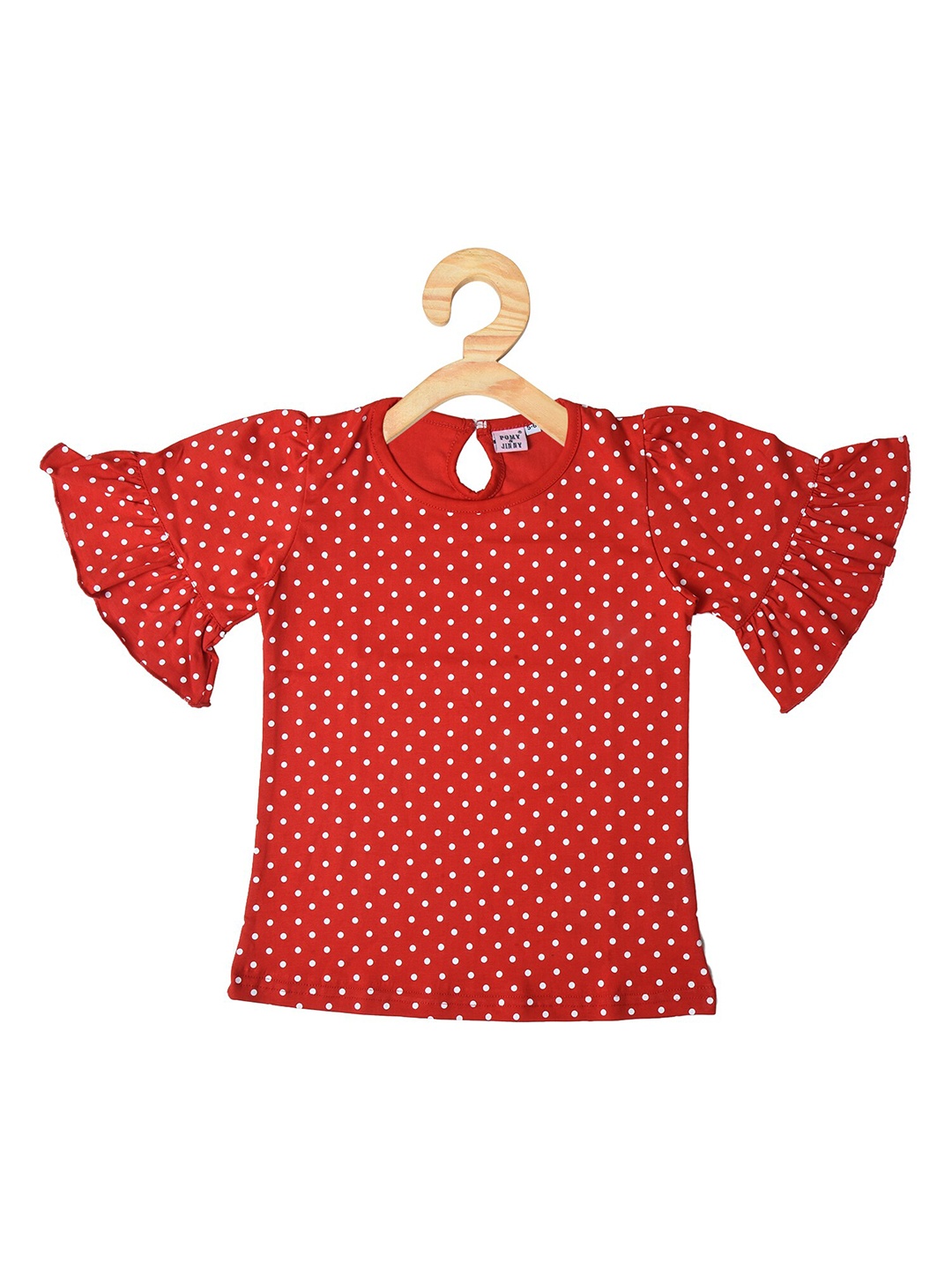 

POMY & JINNY Girls Polka Dot Printed Cotton Top, Red