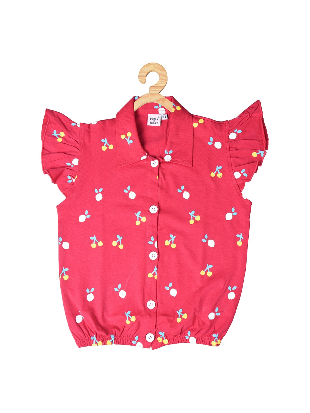 

POMY & JINNY Girls Floral Printed Cotton Shirt Style Top, Pink