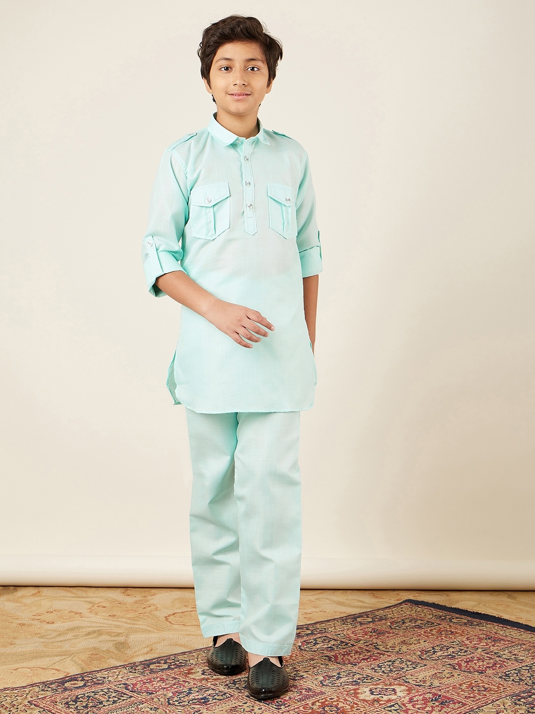 

Aj DEZInES Boys Pathani Regular Kurta with Pyjamas, Blue