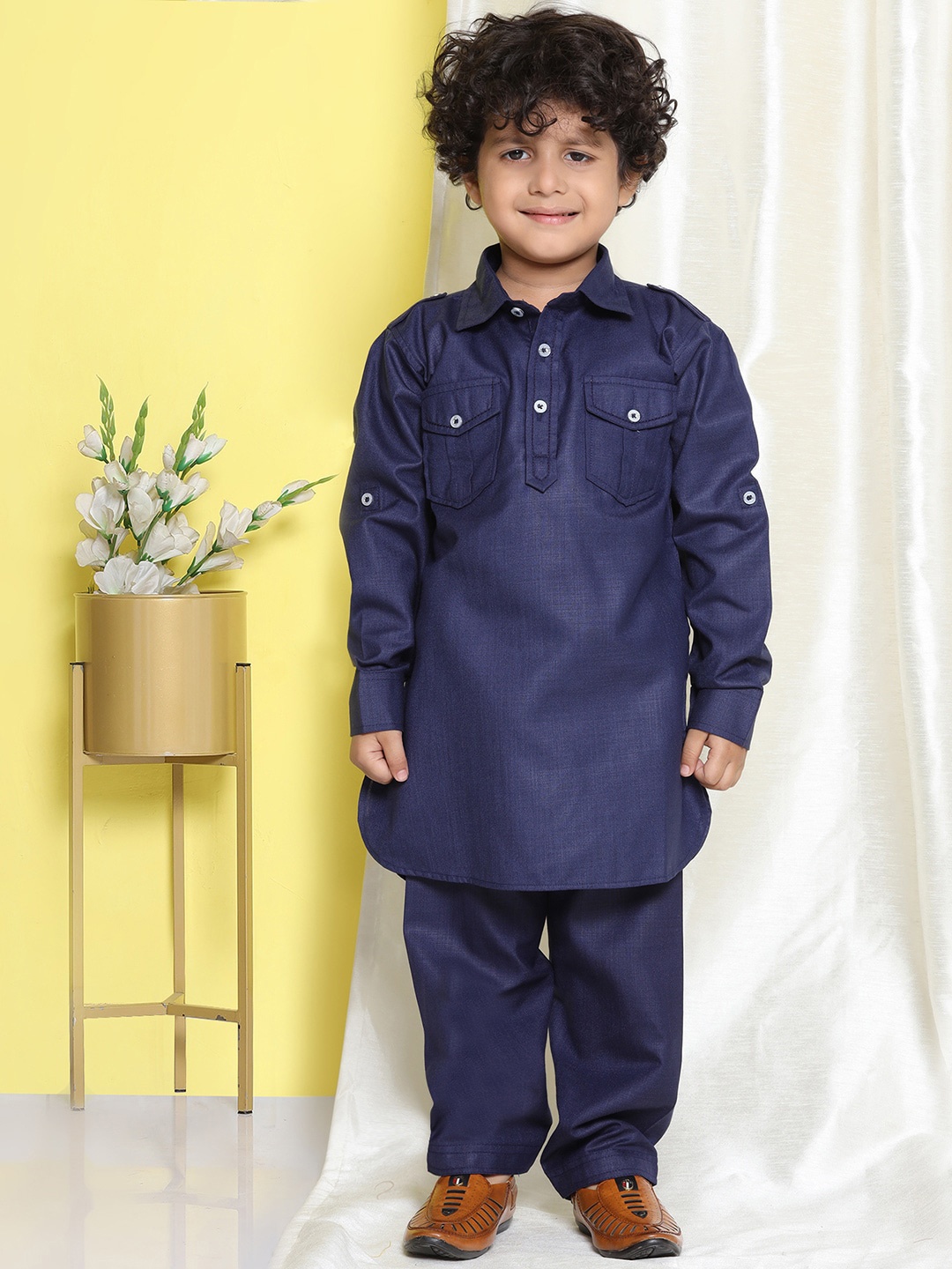 

Aj DEZInES Boys Pathani Regular Kurta with Pyjamas, Blue