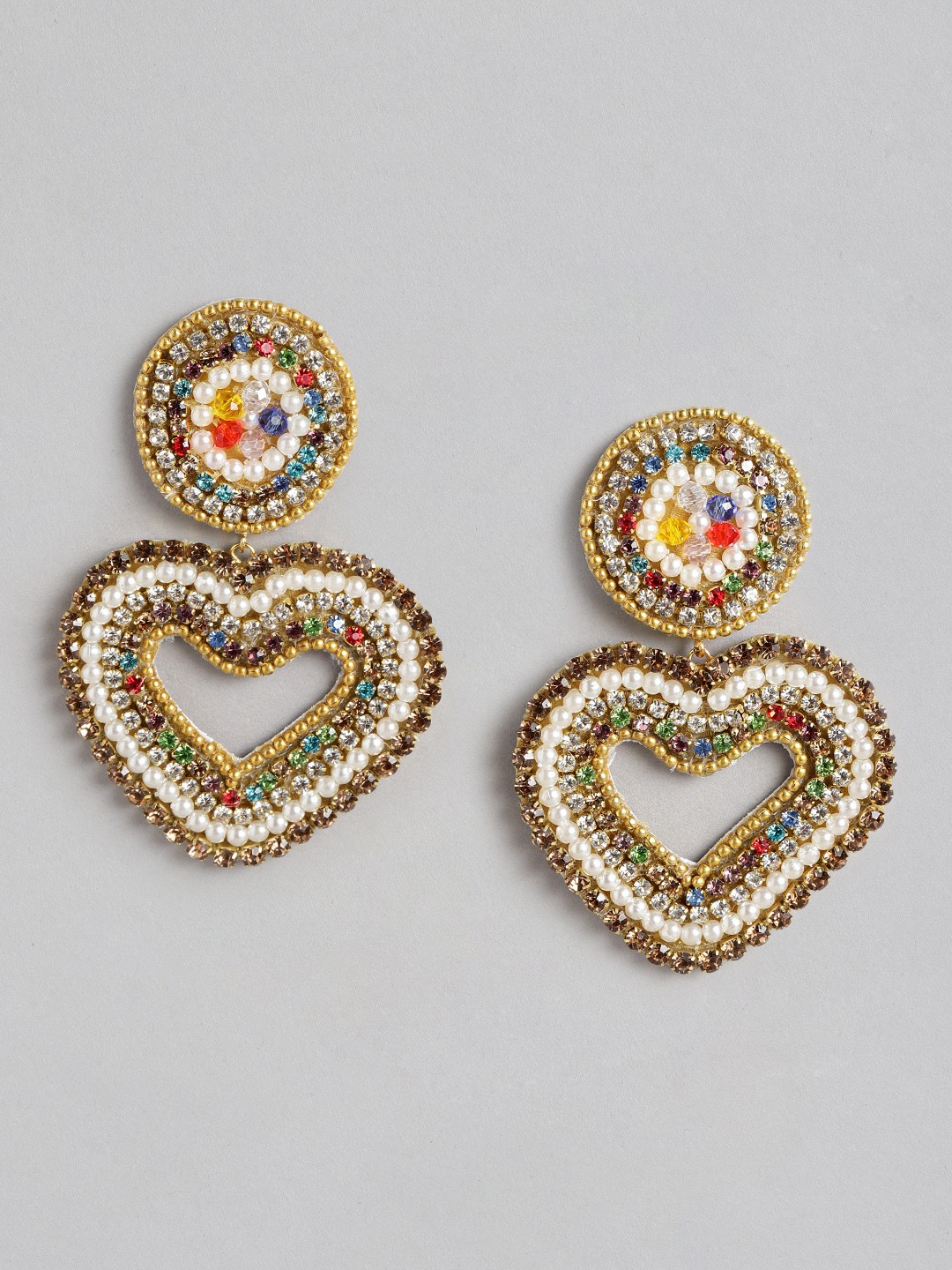 

DressBerry Heart Shaped Drop Earrings, Gold