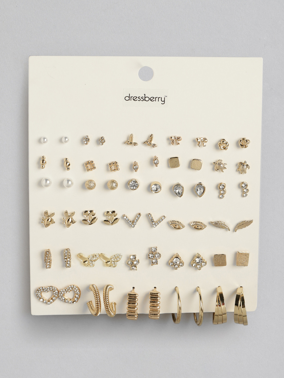 

DressBerry Set Of 30 Studs & Half-Hoop Earrings, Gold