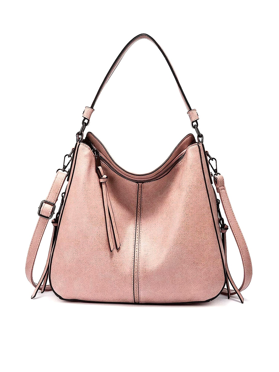 

Lychee bags PU Oversized Half Moon Hobo Bag, Pink