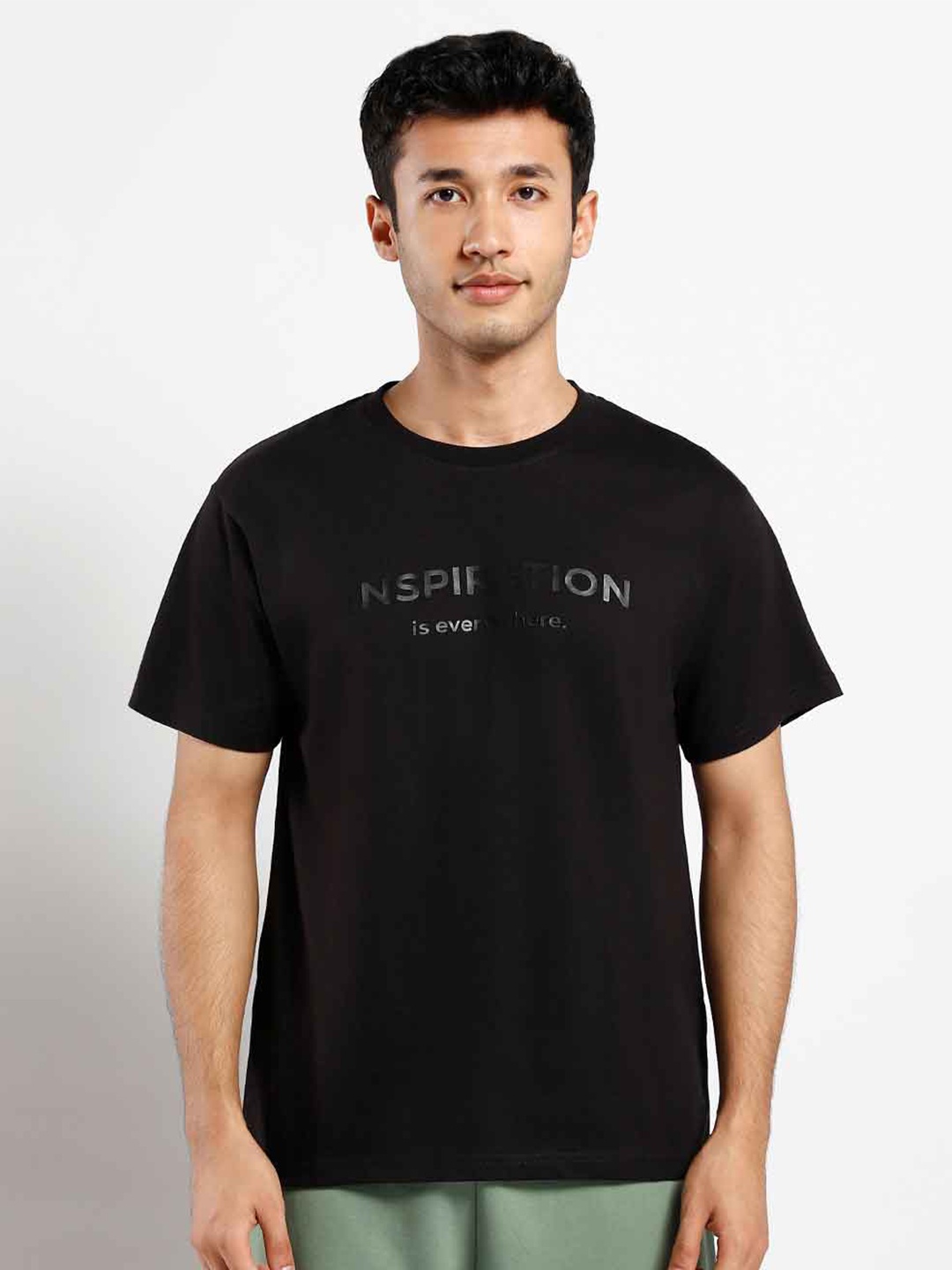 

NOBERO Typography Printed Round Neck T-shirt, Black