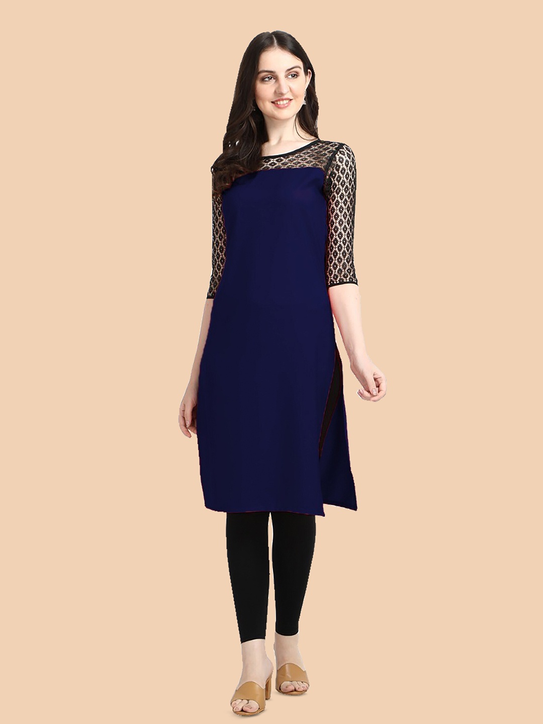 

Dream Beauty Fashion Yoke Design Straight Kurta, Navy blue