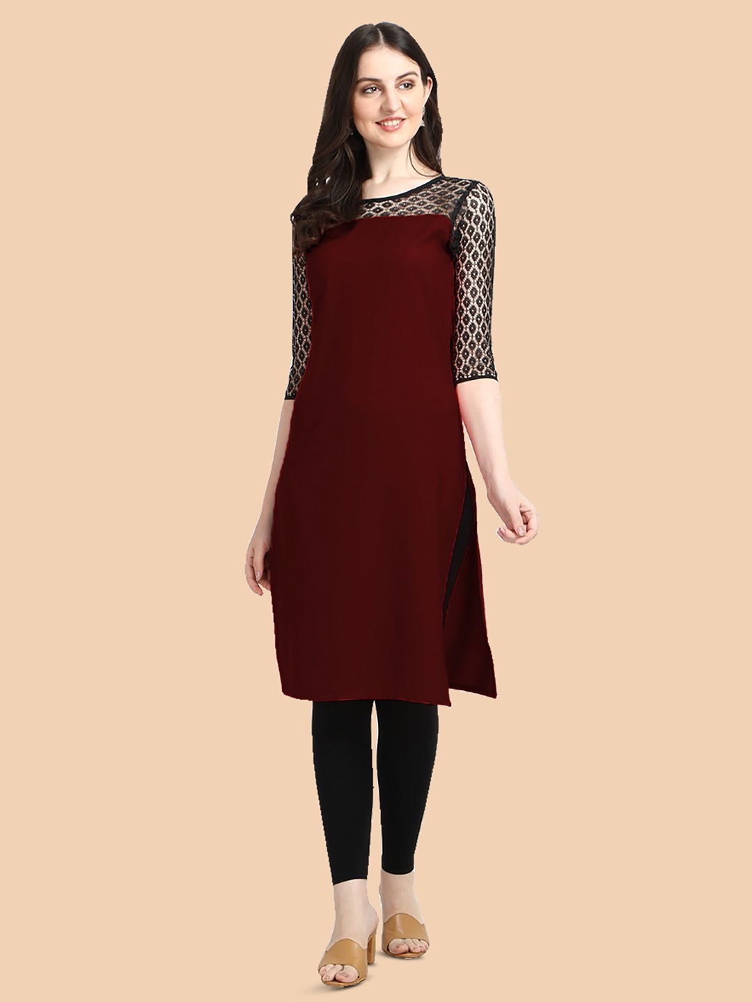 

Dream Beauty Fashion Yoke Design Straight Kurta, Maroon