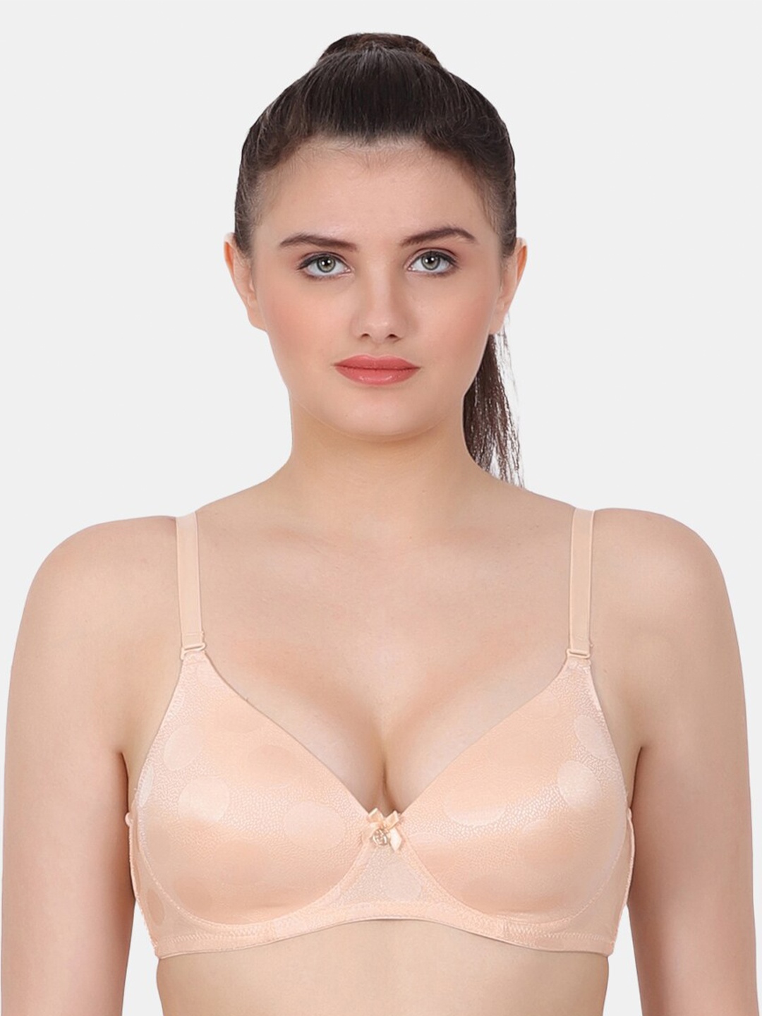 

Amour Secret Polka Dot Printed Full Coverage Lightly Padded Everyday Bra, Beige