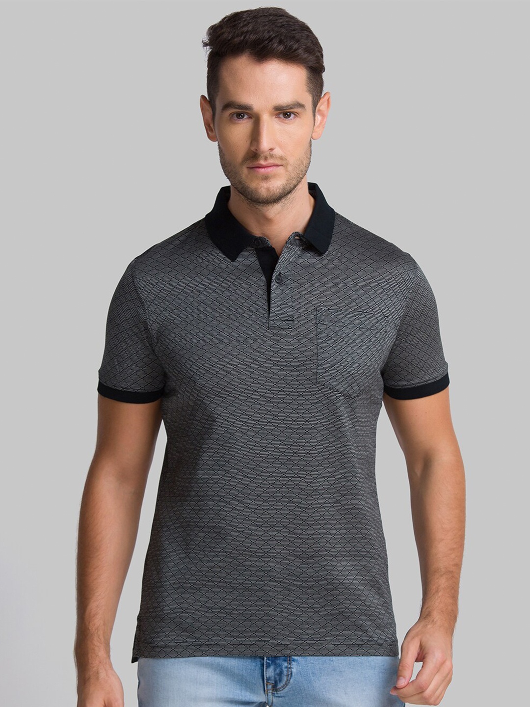 

Parx Polo Collar Cotton T-shirt, Black
