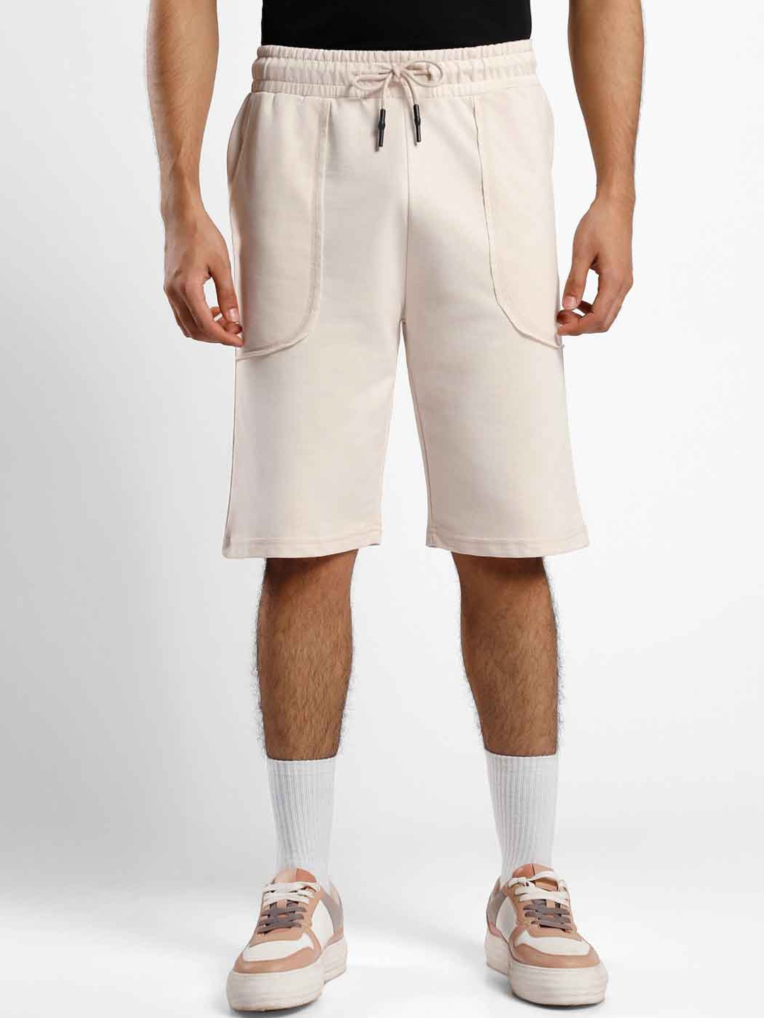 

NOBERO Men Mid Rise Loose Fit Sports Shorts, Beige
