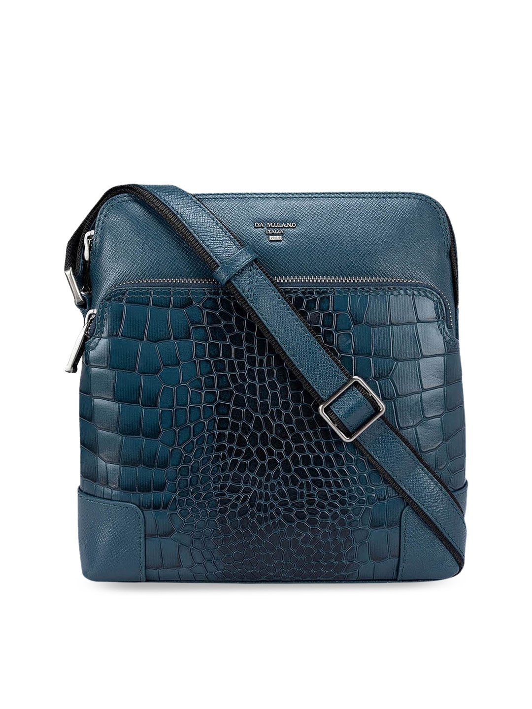 

Da Milano Blue Textured Leather Sling Bag