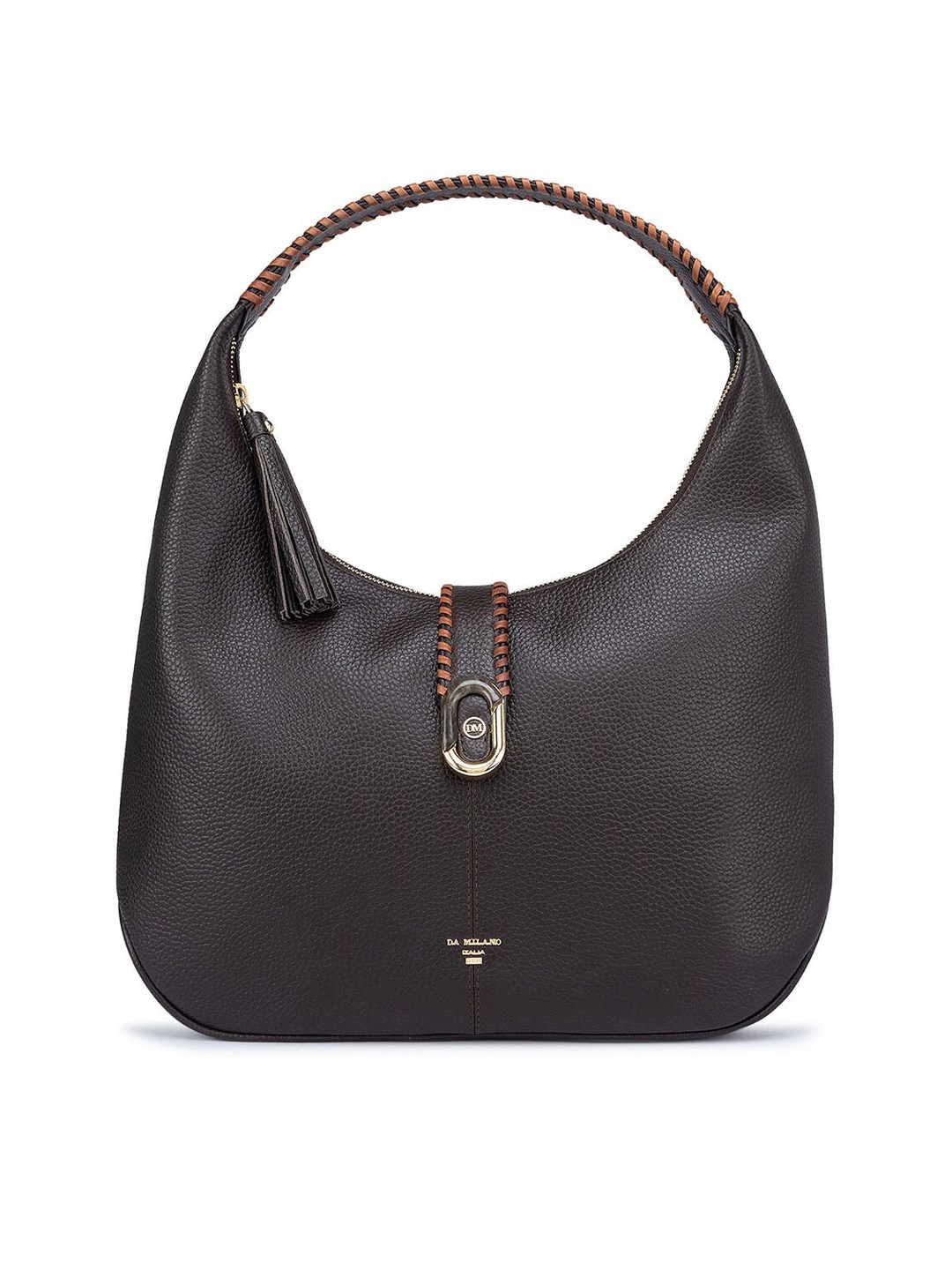 

Da Milano Brown Textured Leather Hobo Bag