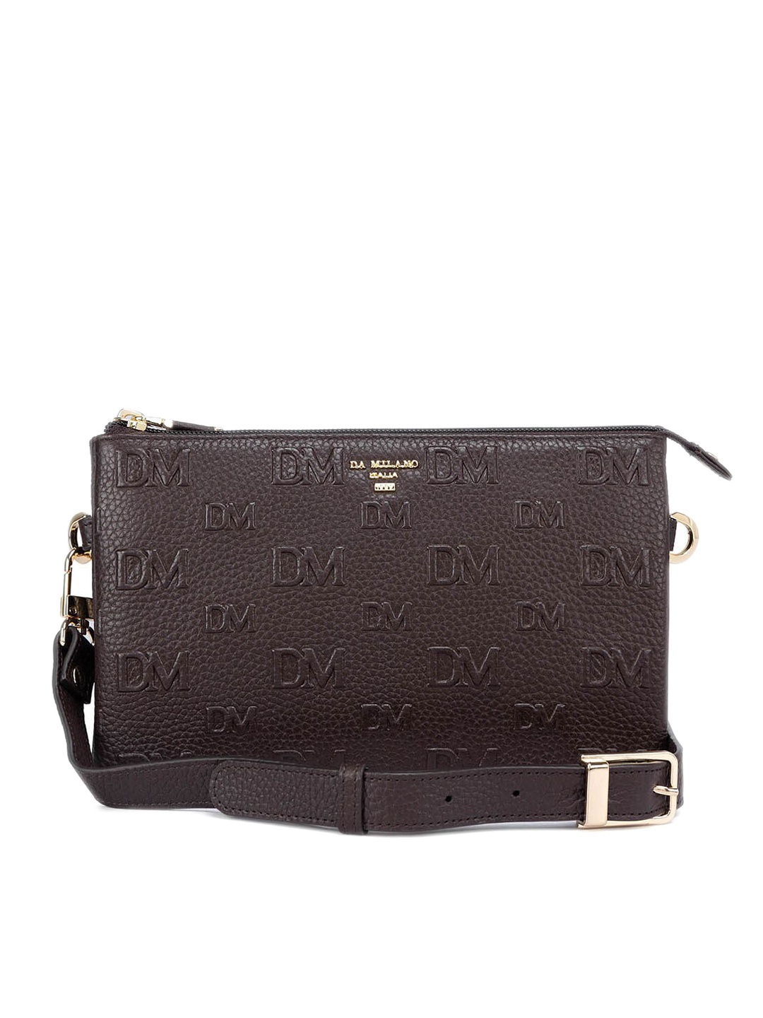 

Da Milano Brown Textured Leather Sling Bag
