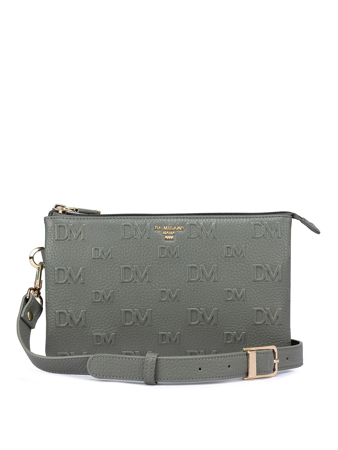 

Da Milano Green Textured Leather Sling Bag