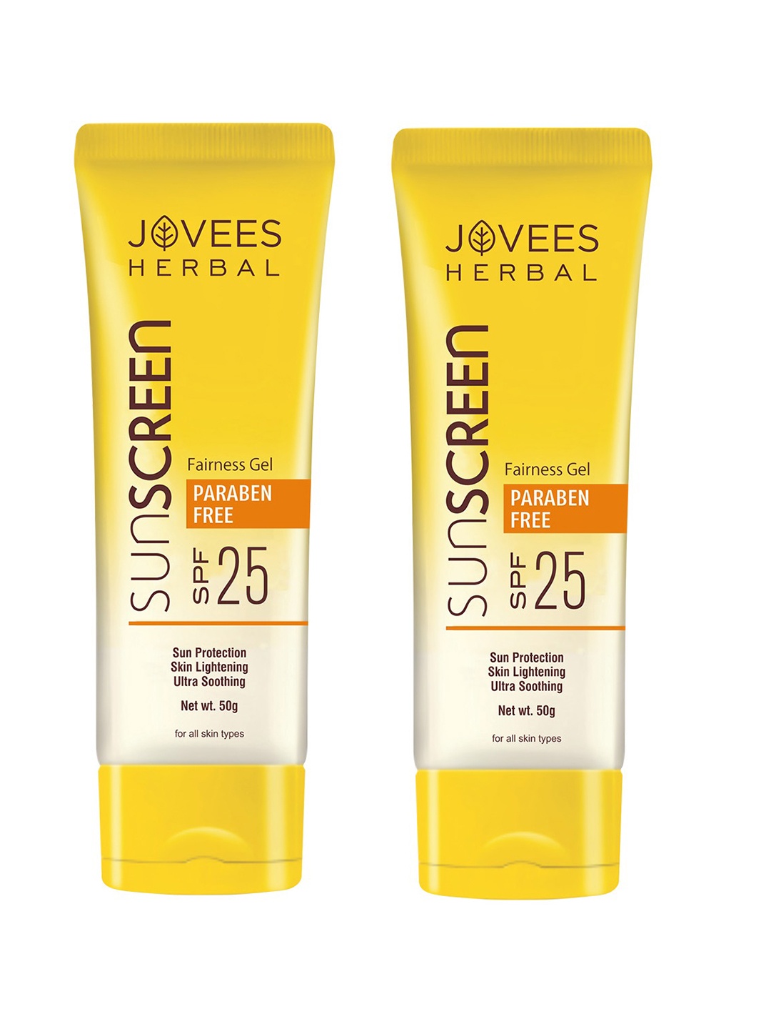 

Jovees Set Of 2 Sunscreen Fairness Gel SPF 25 Oily Sensitive & Dry Skin 50 g, Off white