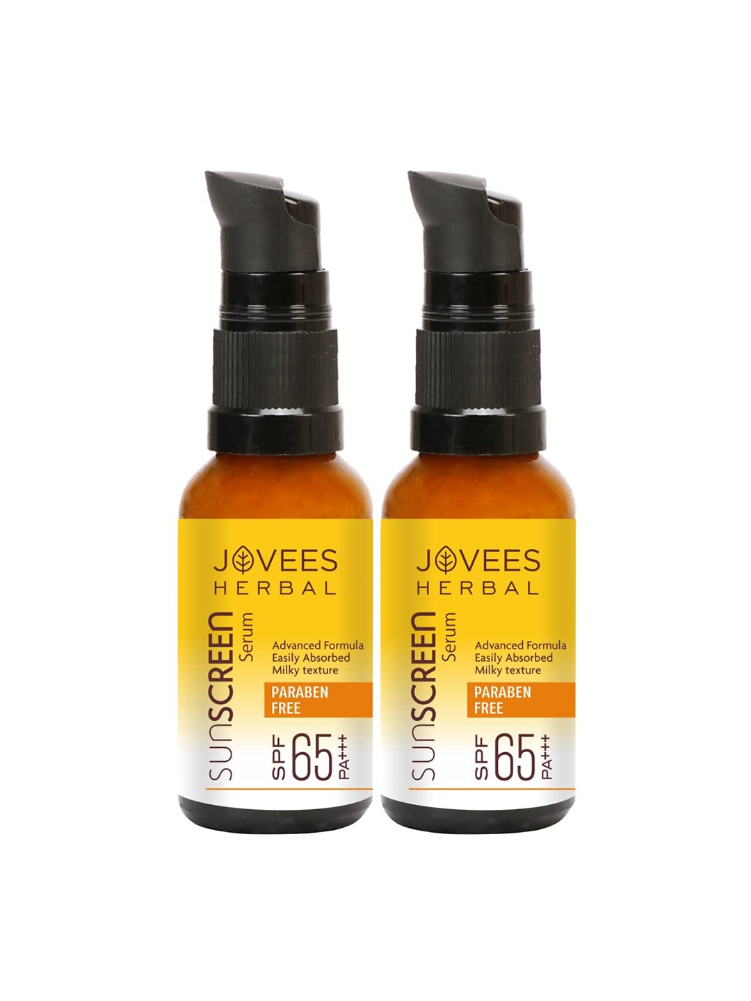 

Jovees Set Of 2 Broad Spectrum Sunscreen Face Serum SPF 65 PA+++ For Oily & Acne 30ml Each, Off white