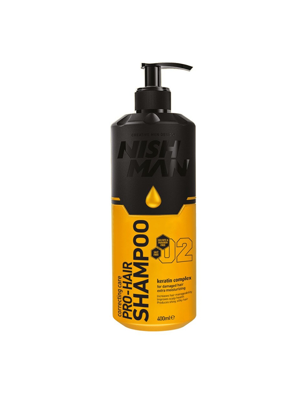 

Nishman Correcting Care 02 Pro-Hair Shampoo with Keratin Complex - 400 ml, Yellow