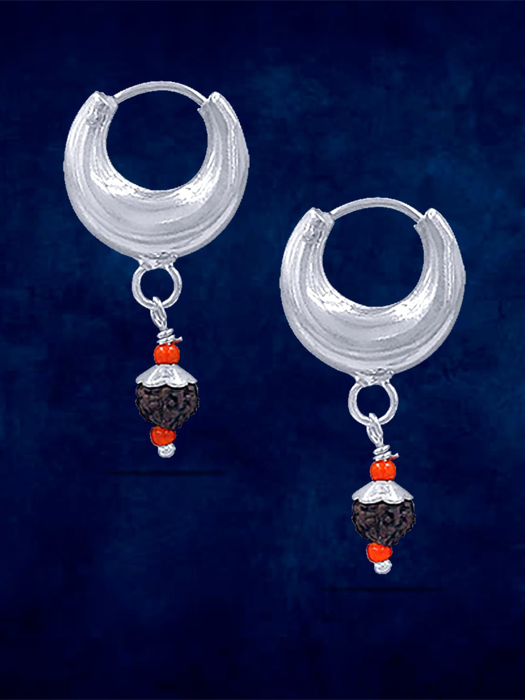 

Taraash 925 Sterling Silver Rudraksha Hoop Earrings