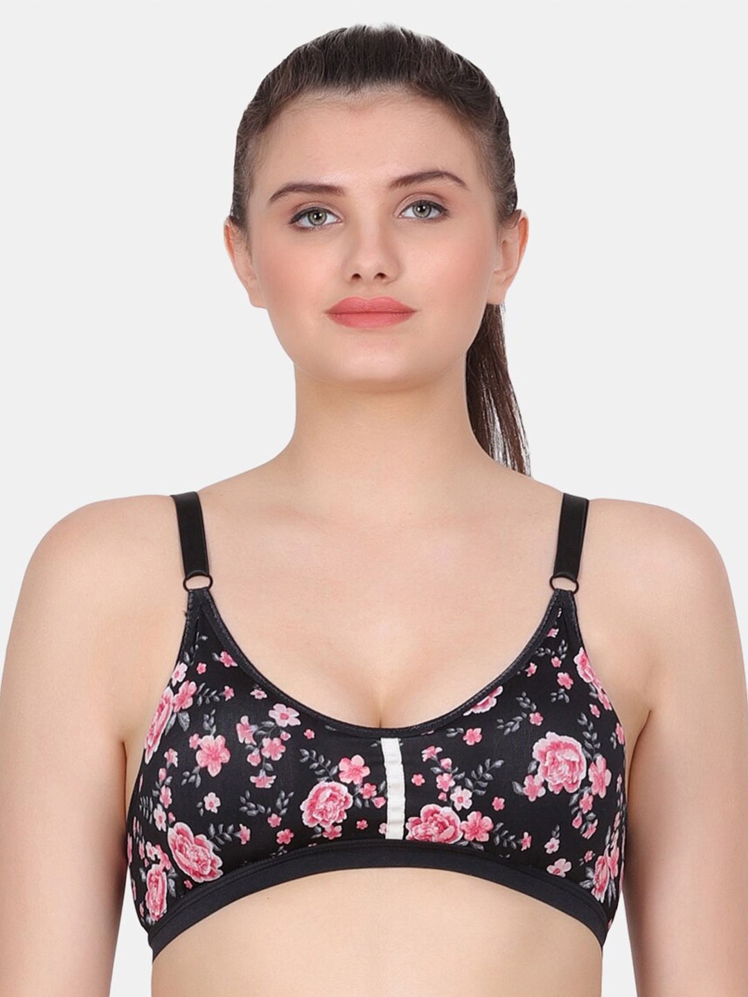 

Amour Secret Floral Bra Full Coverage Lightly Padded, Black
