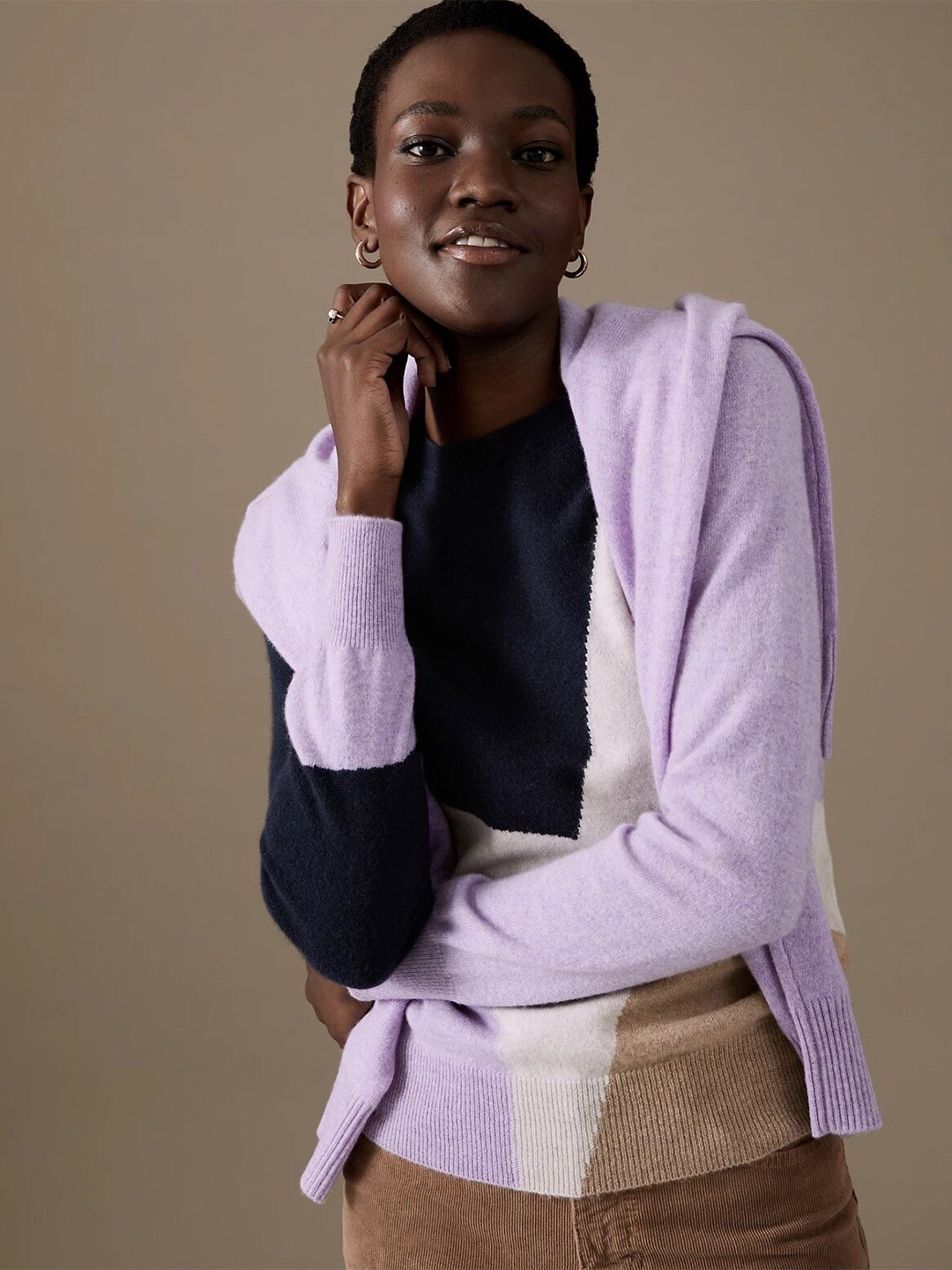 

Marks & Spencer Colourblocked Cashmere Pullover, Purple