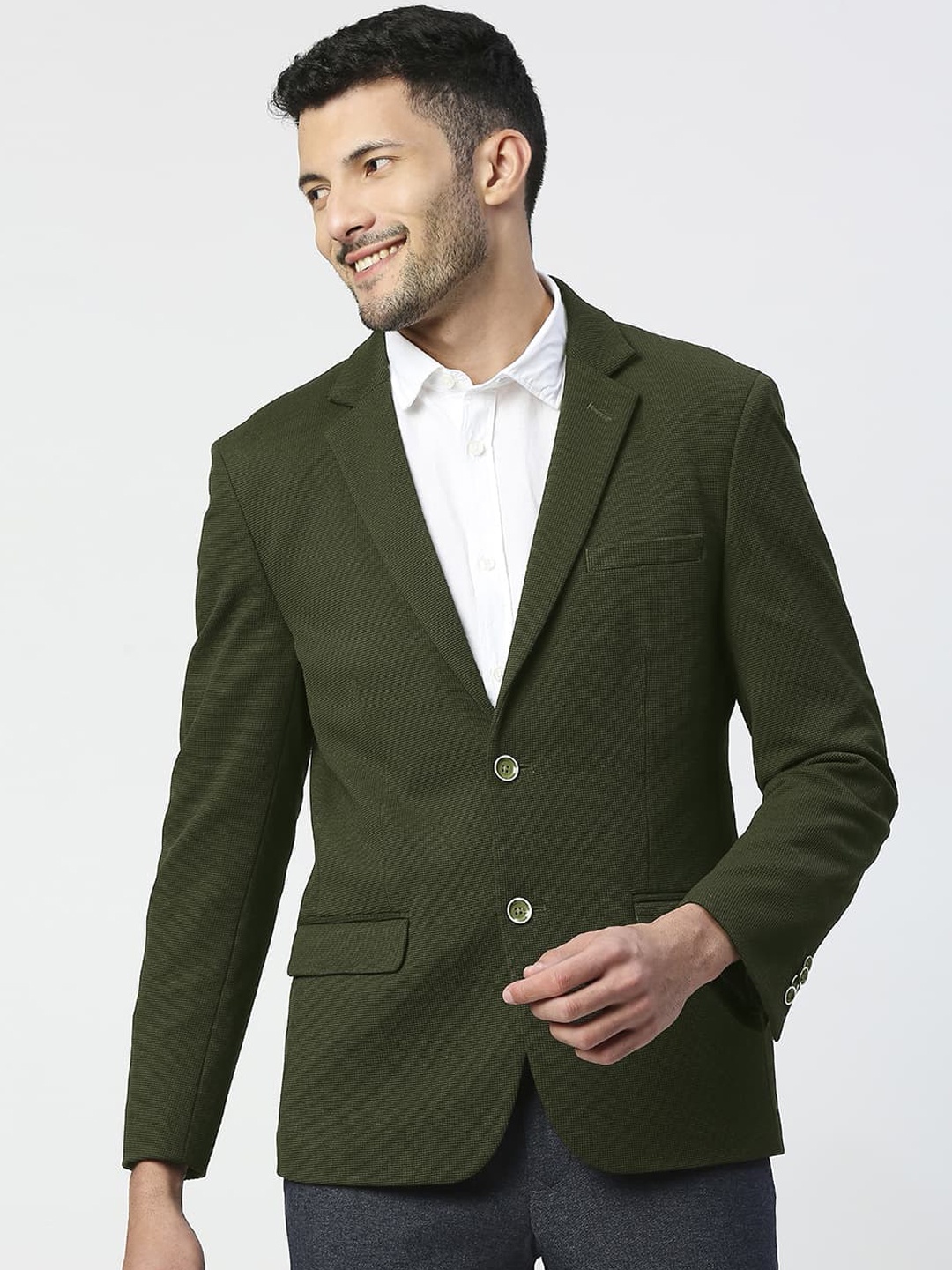 

Basics Comfort Fit Single Breasted Casual Blazer, Olive