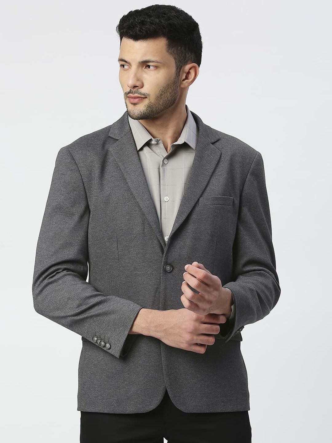 

Basics Comfort Fit Single Breasted Casual Blazer, Grey