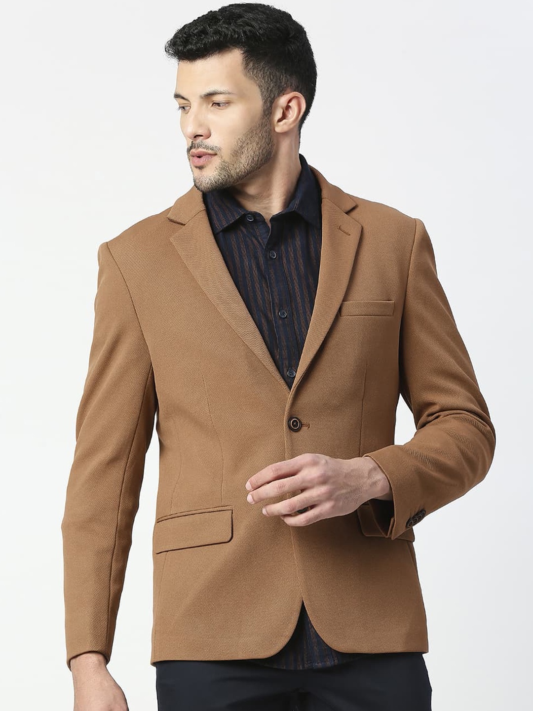 

Basics Comfort Fit Single Breasted Casual Blazer, Brown