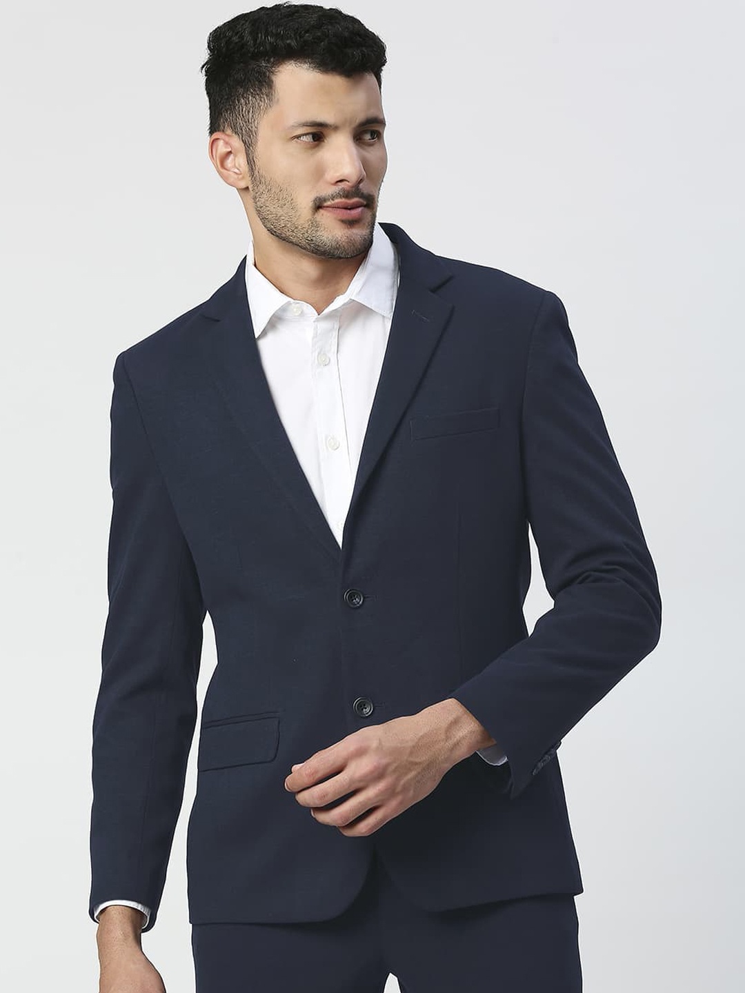 

Basics Comfort-Fit Single-Breasted Blazer, Navy blue