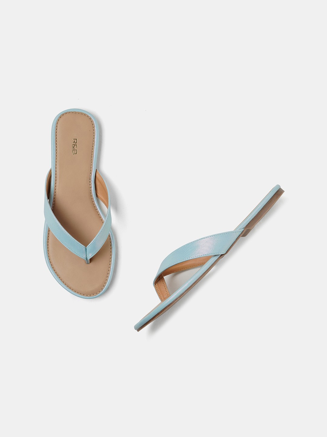 

R&B Textured Open Toe Flats, Blue