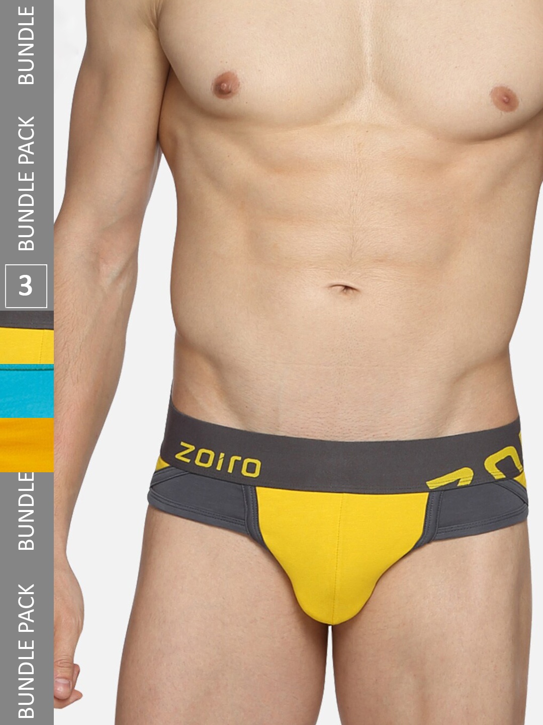 

Zoiro Pack Of 3 Pure Cotton Basic Briefs, Yellow